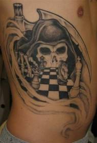 Side Ribs Death Chess Tattoo Pattern