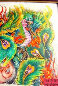 Tattoo: Apwopriye pou yon plen-te fè fas dife phoenix modèl tatoo