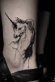foot Line European and American Unicorn Tattoos