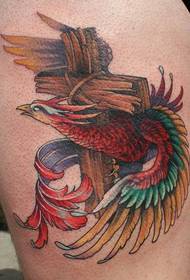 personality Phoenix cross tattoo pattern