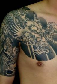 vzor tetování draka šál: klasický vzor tetování draka polovičního