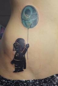 Taille Cartoon grappige grim reaper en ballon tattoo patroon