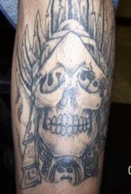 Aztec death skull tattoo pattern