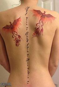 tilbake klassisk Phoenix tatoveringsmønster