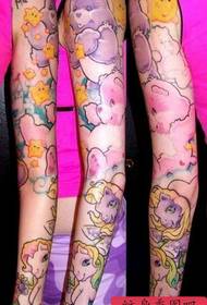 super cute color cartoon star bear unicorn Flower arm tattoo pattern