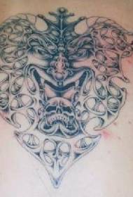 悪魔とスカルシールドのタトゥーパターン