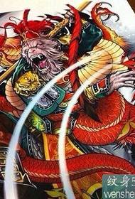 một màu sắc hình xăm bản thảo rồng Wukong rồng