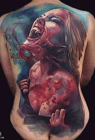 back horror devil tattoo pattern