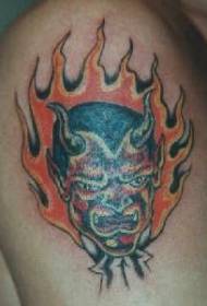 Rode duivel vlam tattoo patroon