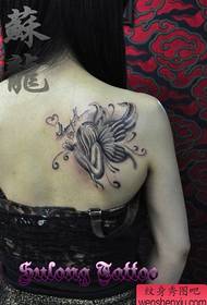 girl shoulders beautiful pop angel tattoo pattern