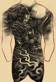 Erlanga dieva tetovējuma attēls: Manču Erlanga dieva Janga Lan tetovējuma raksts