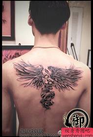 classic back angel wings tattoo pattern