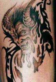 Smiley Longhorn Devil Tattoo Pattern
