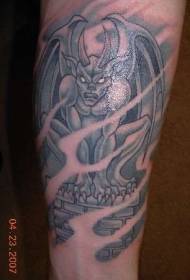 angry gargoyle tattoo pattern in the mist