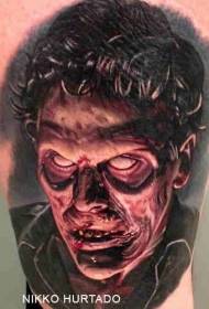 Leg Scary Zombie Portrait Tattoo Pattern
