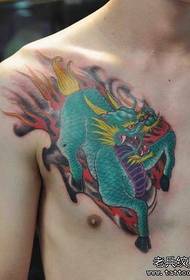 chest one Beautiful color unicorn tattoo pattern
