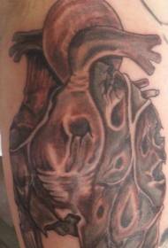 Плечо реалистичный узор татуировки зомби сердце