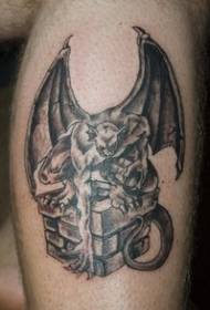 monster tattoo pattern on the gray box on the leg