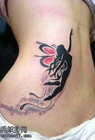 Back waist flying fairy left tattoo pattern