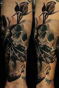 Patró de tatuatge de crani: Arm Europa i Amèrica Patró de tatuatge de cor crani