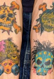 Zumbis de braço colorido e padrões de tatuagem de caveira