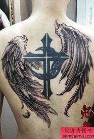 back popular very handsome angel demon wings tattoo pattern