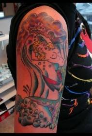 shoulder color sea bottom nude mermaid tattoo picture