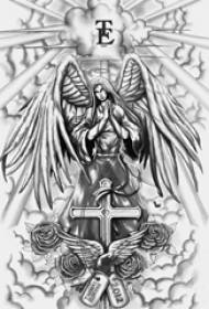 black gray sketch creative classic beautiful totem angel wings tattoo manuscript