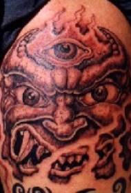 Modello di tatuaggio demone a tre occhi con braccio grande