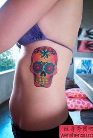 girl side waist a color tattoo pattern