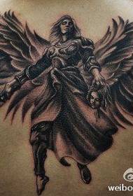 erkek arka popüler klasik siyah beyaz melek kanatları dövme deseni