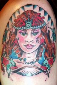 плече колір русалка портрет татуювання малюнок