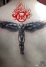 назад класически поп Черно-бял модел на татуировка на ангел