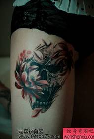 beauty leg classic skull lotus Tattoo pattern