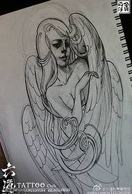 Sketch Manuscript Angel Tattoo Pattern