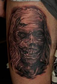 Legs realistic horror skull tattoo pattern