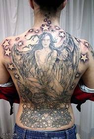 patrón de tatuaxe guerreiro de anxo traseiro completo