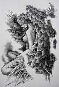 Модная рукопись с татуировкой ангела
