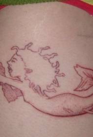 leg simpleng cartoon red mermaid tattoo