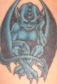 Motif de tatouage de petite gargouille bleue