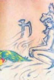 Wzór tatuażu elfów z parą skrzydeł
