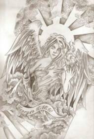 large angel manuscript black gray large angel tattoo manuscript