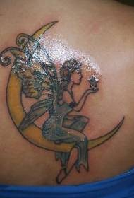 Elf and Moon Crescent Tattoo Pattern