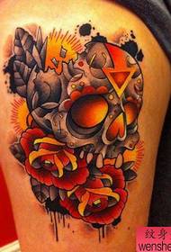 leg beautiful fashion skull rose tattoo tattoo