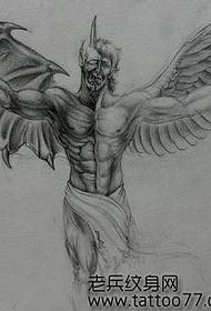 Manuscrito clásico del tatuaje del demonio del ángel de la moda