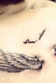 Înapoi Frumos model de tatuaje cu aripi înger