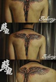 classic cool A back guardian angel tattoo pattern