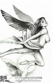 Bello modello del tatuaggio del manoscritto di angelo