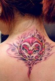 back neck cute fight against Buddha Sun Wukong tattoo pattern