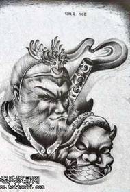 Manuskript Svart og hvitt Sun Wukong tatoveringsmønster